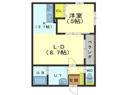 柏木町30番 マンション(1LDK/4階)の間取り写真