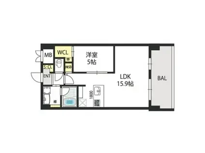 グランマーレ小路駅前(1LDK/3階)の間取り写真