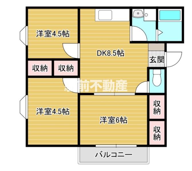 府中ハイツIII(2LDK/1階)の間取り写真