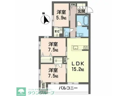 ウィズプラス大船(3LDK/1階)の間取り写真