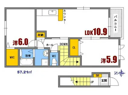メルヘン イリーデ(2LDK/2階)の間取り写真