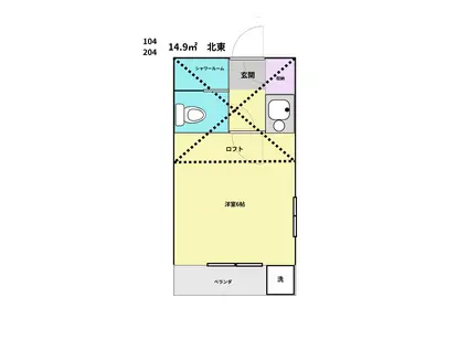 オッコーララ津田沼NO.1(1K/1階)の間取り写真