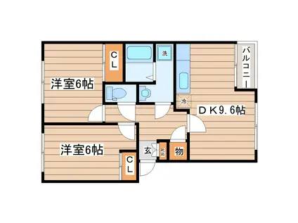 エクセレンスII(2DK/2階)の間取り写真