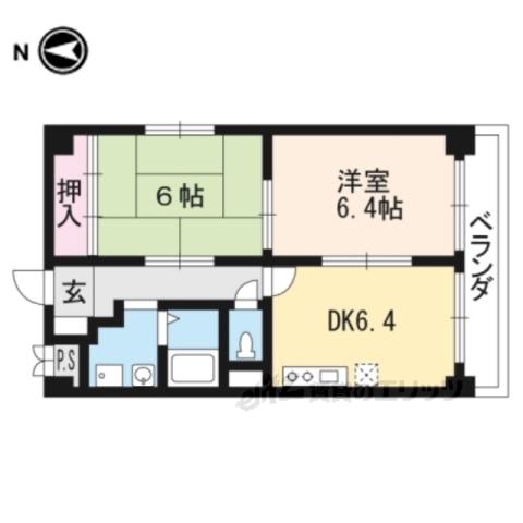 ウィンドベル四条大宮(2DK/5階)の間取り写真
