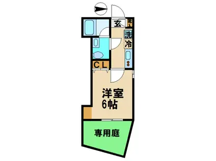 グリュックスクレー(1K/1階)の間取り写真