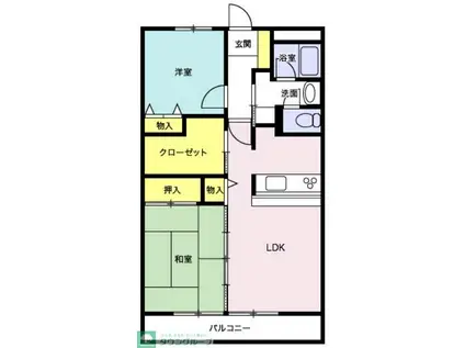 高砂ハイツ石原2(2LDK/2階)の間取り写真