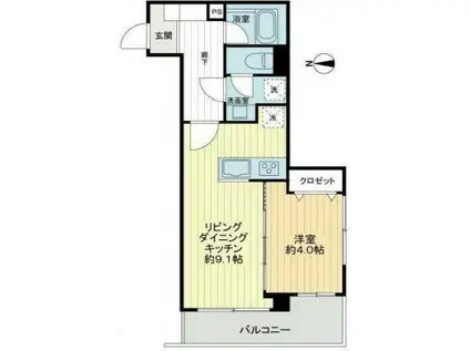 シャンブル富ヶ谷(1LDK/3階)の間取り写真