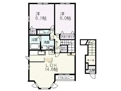アルドール・レジデンスB(2LDK/2階)の間取り写真