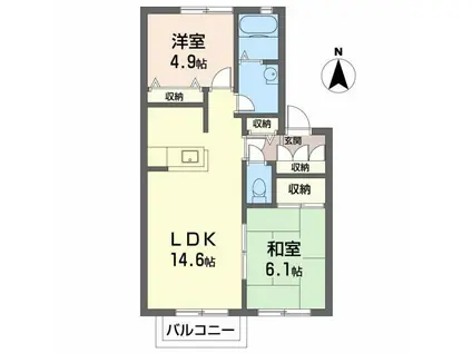 セファミ太子(2LDK/1階)の間取り写真