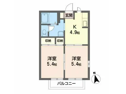 アミ加賀野(2K/2階)の間取り写真