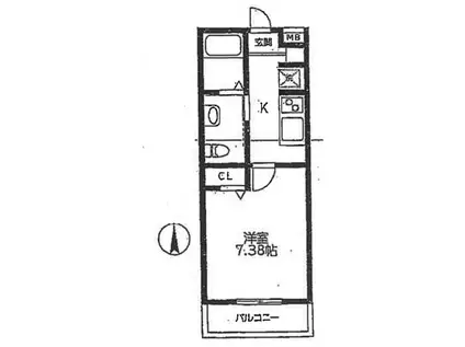 ハウスセントレア(1K/2階)の間取り写真