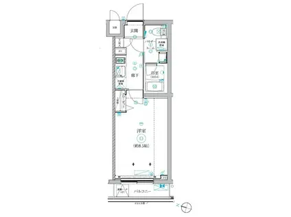 RELUXIA氷川台(1K/3階)の間取り写真