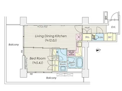 シャトレ信濃町(1LDK/4階)の間取り写真