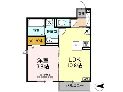 GRAND D-ROOM 吉田(1LDK/2階)の間取り写真