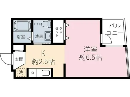 オークヒルズ(1K/2階)の間取り写真