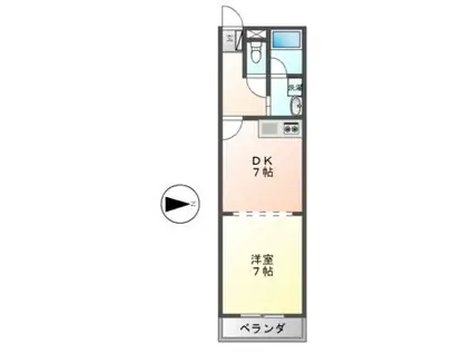 ケーツービル(1DK/7階)の間取り写真