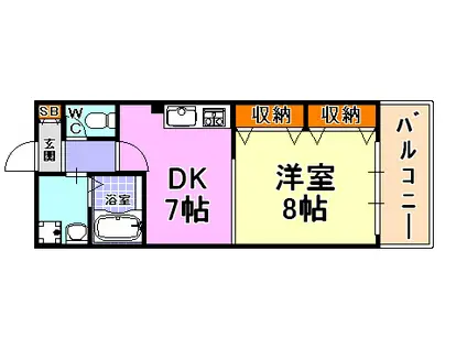 HILLS岡本(1DK/3階)の間取り写真