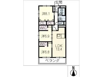 ハイゼ浅井(3LDK/3階)の間取り写真