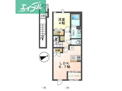 コーポレーヴ高松I(1LDK/2階)の間取り写真