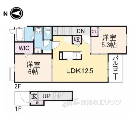 ボヌールメゾン篠山(2LDK/2階)の間取り写真
