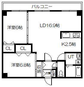ヴィラオスト95(2LDK/3階)の間取り写真