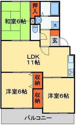 ヴェラクレスト弐番館(3LDK/1階)の間取り写真