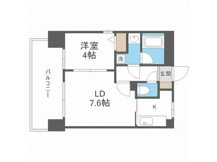 リアンシエルブルー東公園(2K/6階)の間取り写真