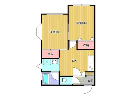 オーリアルヴィラ(2DK/1階)の間取り写真