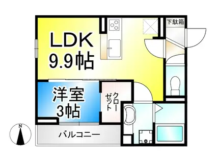 プランタン若里V(1LDK/2階)の間取り写真
