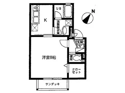 つつじヶ丘グリーンパレス(1K/1階)の間取り写真