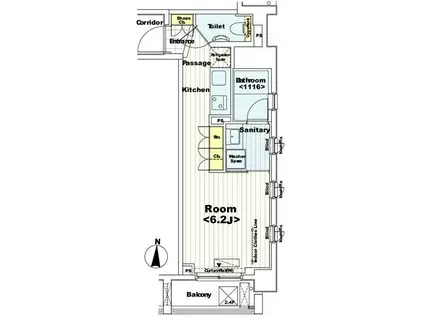 カスタリア菊川(ワンルーム/4階)の間取り写真