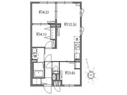 ソシアレジデンス学芸大学II(3LDK/2階)の間取り写真
