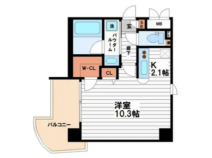 KAISEI大手前(1K/2階)の間取り写真