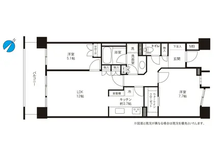 パークホームズ小石川(2LDK/4階)の間取り写真