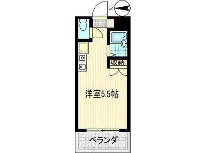 サンハイツ堀之内E(ワンルーム/3階)の間取り写真