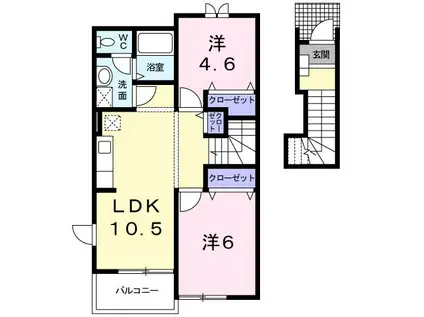 サンパティークI(2LDK/2階)の間取り写真