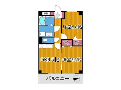 ライラック(2DK/4階)の間取り写真