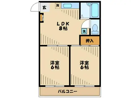 オルテンシア・パティオ(2LDK/2階)の間取り写真