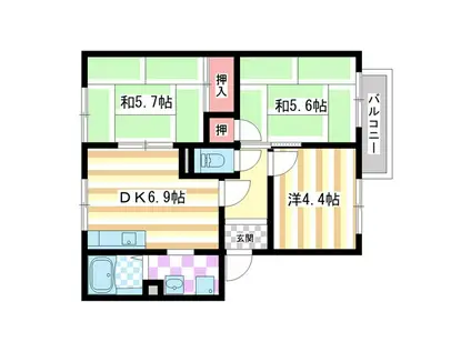 エピーメロンC(3DK/2階)の間取り写真