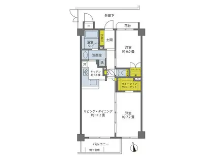 ディアナコート自由が丘(2LDK/2階)の間取り写真