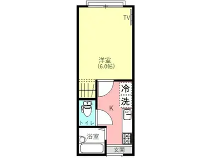 ポーカーハウスL(1K/1階)の間取り写真