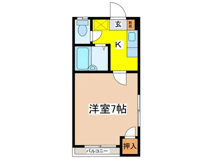 プチハウス三輪(1K/1階)の間取り写真