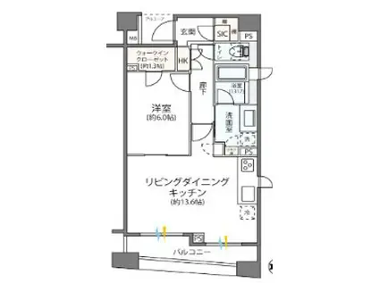 モンヴェール四ツ谷(1LDK/3階)の間取り写真