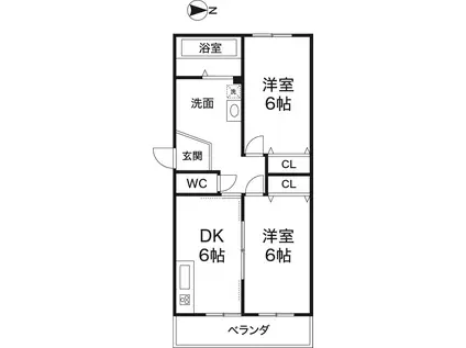 メゾン・ド・ビュー(2DK/2階)の間取り写真