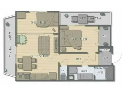 SOKO PARCO(2LDK/5階)の間取り写真