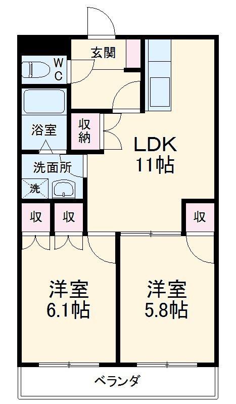 カーサラフロレスタ(2LDK/2階)の間取り写真