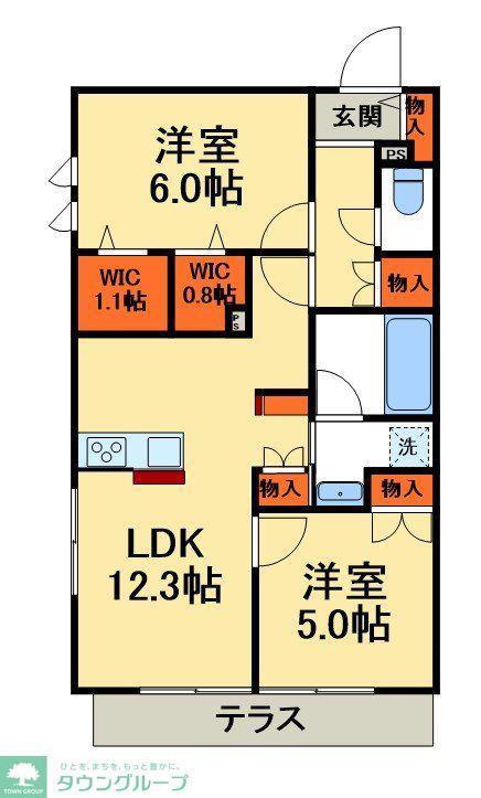 グランメールII(2LDK/1階)の間取り写真