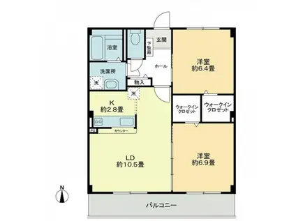 フォブールラシュレ(2LDK/1階)の間取り写真