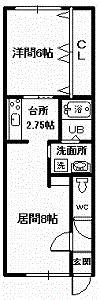 コンフォート4・7(1LDK/2階)の間取り写真