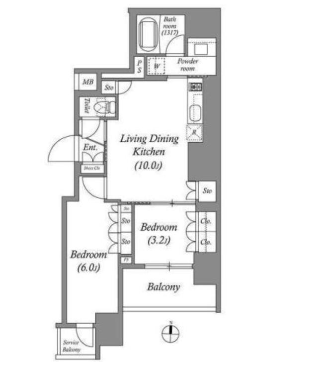 ACP RESIDENCE錦糸町(2LDK/3階)の間取り写真